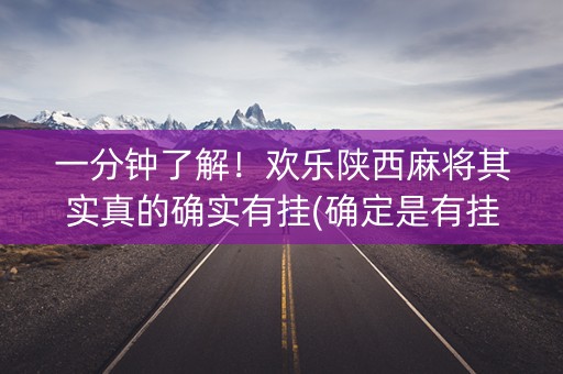 一分钟了解！欢乐陕西麻将其实真的确实有挂(确定是有挂)