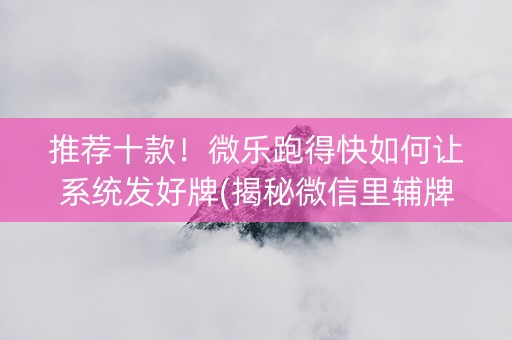 推荐十款！微乐跑得快如何让系统发好牌(揭秘微信里辅牌器)