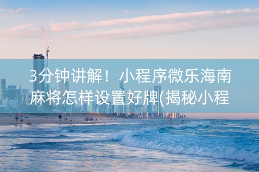 3分钟讲解！小程序微乐海南麻将怎样设置好牌(揭秘小程序赢的诀窍)
