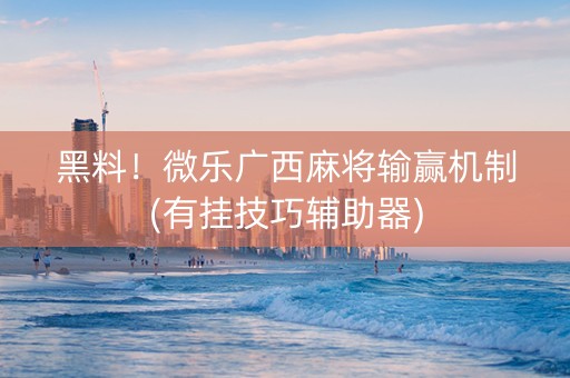 黑料！微乐广西麻将输赢机制(有挂技巧辅助器)