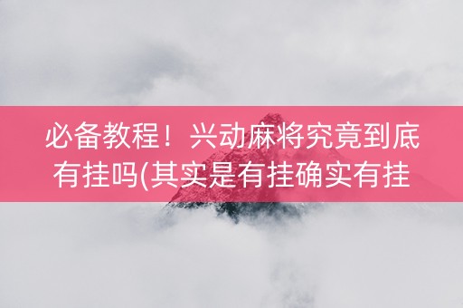 必备教程！兴动麻将究竟到底有挂吗(其实是有挂确实有挂)