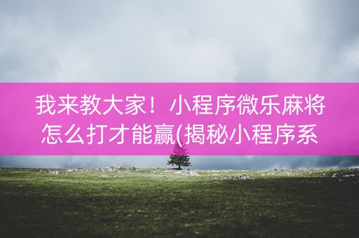 我来教大家！小程序微乐麻将怎么打才能赢(揭秘小程序系统发好牌)