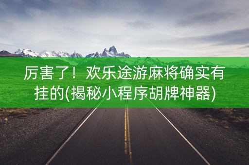 厉害了！欢乐途游麻将确实有挂的(揭秘小程序胡牌神器)