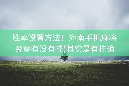 胜率设置方法！海南手机麻将究竟有没有挂(其实是有挂确实有挂)