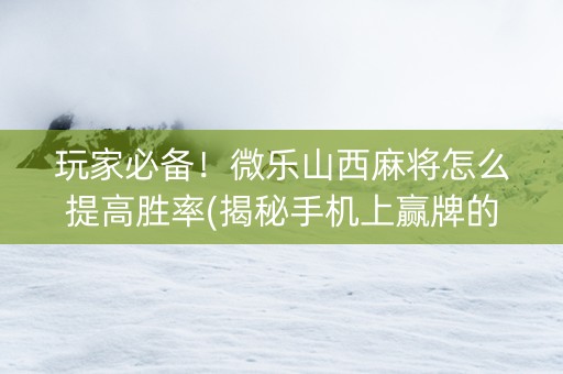 玩家必备！微乐山西麻将怎么提高胜率(揭秘手机上赢牌的技巧)