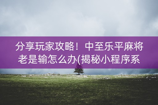分享玩家攻略！中至乐平麻将老是输怎么办(揭秘小程序系统发好牌)