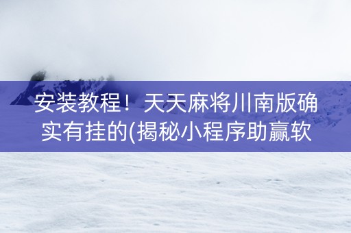 安装教程！天天麻将川南版确实有挂的(揭秘小程序助赢软件)