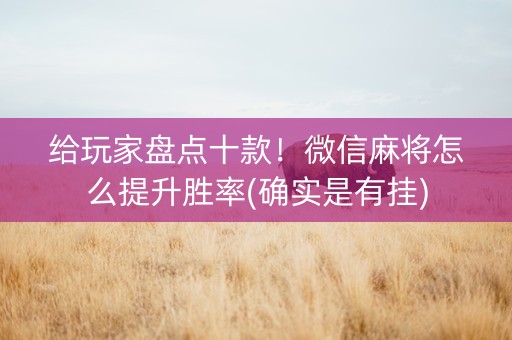 给玩家盘点十款！微信麻将怎么提升胜率(确实是有挂)