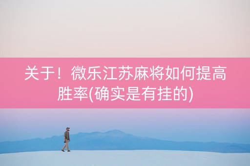 关于！微乐江苏麻将如何提高胜率(确实是有挂的)