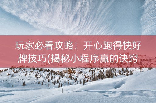 玩家必看攻略！开心跑得快好牌技巧(揭秘小程序赢的诀窍)