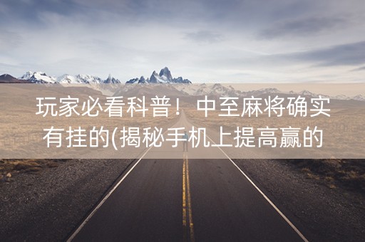 玩家必看科普！中至麻将确实有挂的(揭秘手机上提高赢的概率)