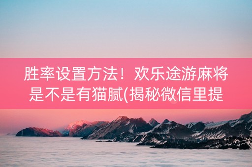 胜率设置方法！欢乐途游麻将是不是有猫腻(揭秘微信里提高赢的概率)