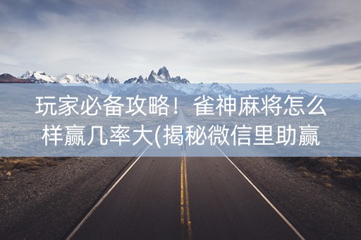 玩家必备攻略！雀神麻将怎么样赢几率大(揭秘微信里助赢神器购买)