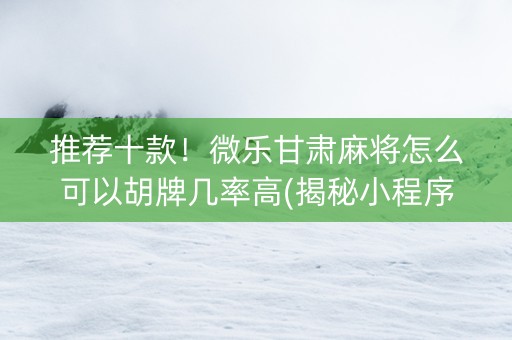 推荐十款！微乐甘肃麻将怎么可以胡牌几率高(揭秘小程序助赢神器)