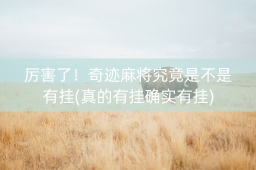 厉害了！奇迹麻将究竟是不是有挂(真的有挂确实有挂)