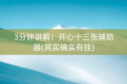 3分钟讲解！开心十三张辅助器(其实确实有挂)