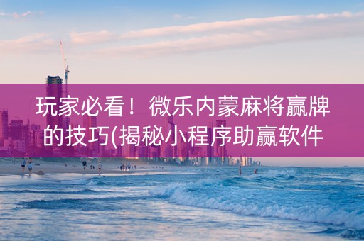 玩家必看！微乐内蒙麻将赢牌的技巧(揭秘小程序助赢软件)