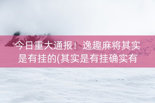 今日重大通报！逸趣麻将其实是有挂的(其实是有挂确实有挂)
