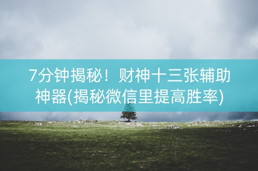 7分钟揭秘！财神十三张辅助神器(揭秘微信里提高胜率)