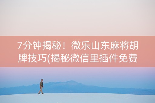 7分钟揭秘！微乐山东麻将胡牌技巧(揭秘微信里插件免费)
