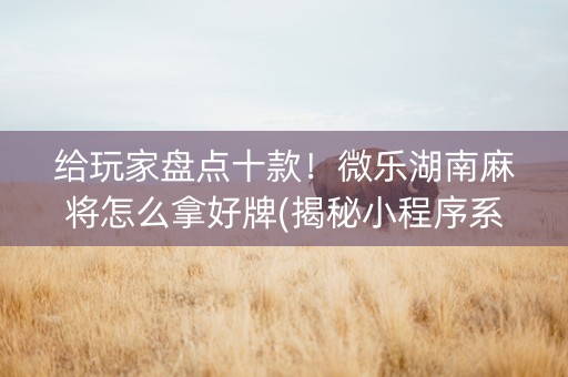 给玩家盘点十款！微乐湖南麻将怎么拿好牌(揭秘小程序系统发好牌)