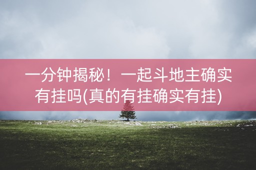 一分钟揭秘！一起斗地主确实有挂吗(真的有挂确实有挂)