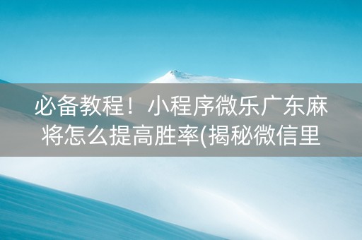 必备教程！小程序微乐广东麻将怎么提高胜率(揭秘微信里攻略插件)