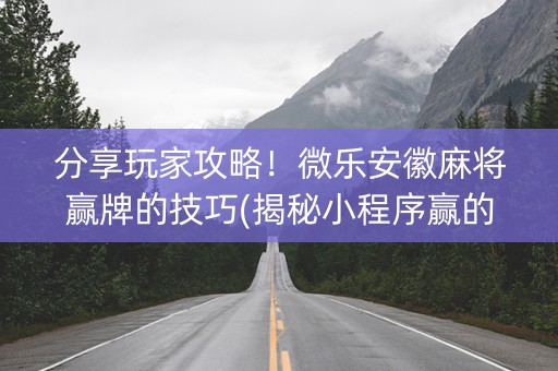 分享玩家攻略！微乐安徽麻将赢牌的技巧(揭秘小程序赢的秘诀)