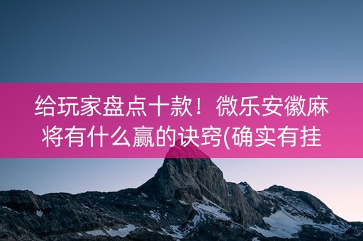 给玩家盘点十款！微乐安徽麻将有什么赢的诀窍(确实有挂吗)