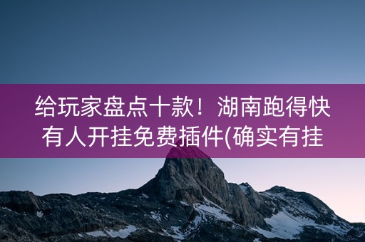 给玩家盘点十款！湖南跑得快有人开挂免费插件(确实有挂吗)