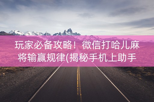 玩家必备攻略！微信打哈儿麻将输赢规律(揭秘手机上助手软件)