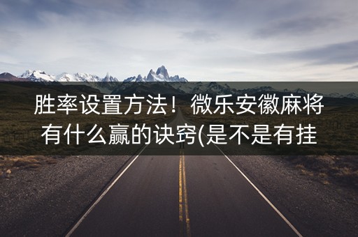 胜率设置方法！微乐安徽麻将有什么赢的诀窍(是不是有挂)