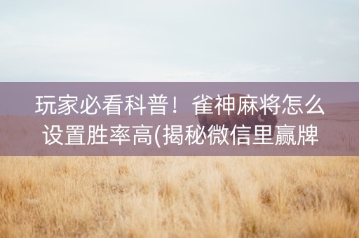 玩家必看科普！雀神麻将怎么设置胜率高(揭秘微信里赢牌技巧)