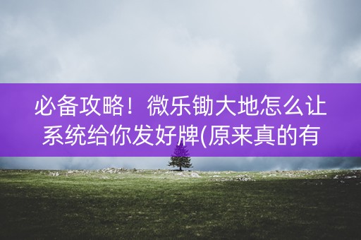 必备攻略！微乐锄大地怎么让系统给你发好牌(原来真的有挂)