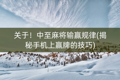 关于！中至麻将输赢规律(揭秘手机上赢牌的技巧)
