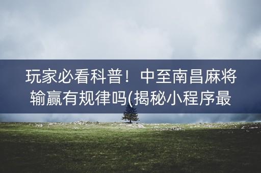 玩家必看科普！中至南昌麻将输赢有规律吗(揭秘小程序最新神器下载)