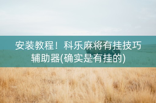 安装教程！科乐麻将有挂技巧辅助器(确实是有挂的)