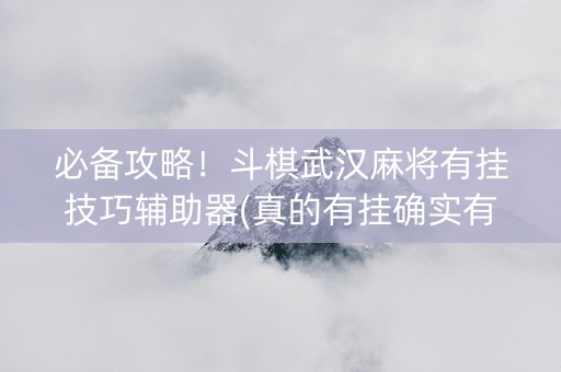 必备攻略！斗棋武汉麻将有挂技巧辅助器(真的有挂确实有挂)