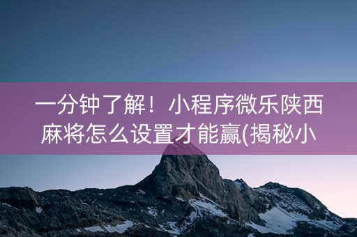 一分钟了解！小程序微乐陕西麻将怎么设置才能赢(揭秘小程序攻略插件)