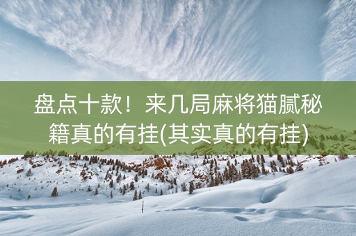 盘点十款！来几局麻将猫腻秘籍真的有挂(其实真的有挂)