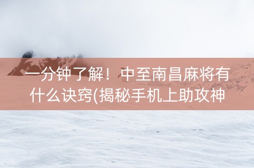 一分钟了解！中至南昌麻将有什么诀窍(揭秘手机上助攻神器)
