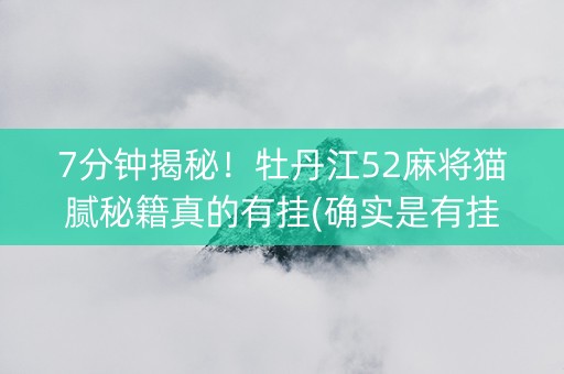 7分钟揭秘！牡丹江52麻将猫腻秘籍真的有挂(确实是有挂)