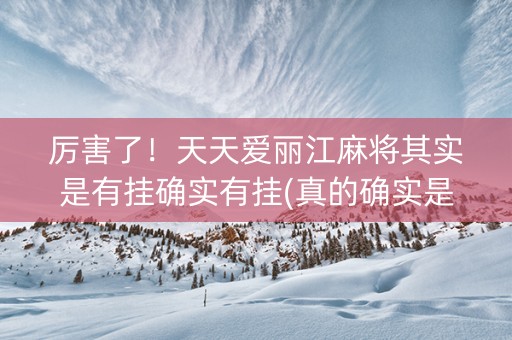 厉害了！天天爱丽江麻将其实是有挂确实有挂(真的确实是有挂)