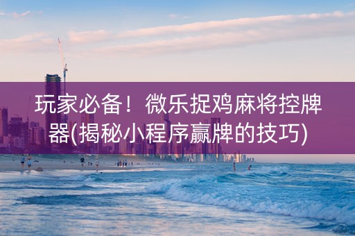 玩家必备！微乐捉鸡麻将控牌器(揭秘小程序赢牌的技巧)