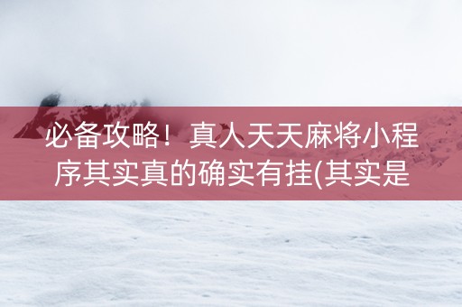 必备攻略！真人天天麻将小程序其实真的确实有挂(其实是有挂的)