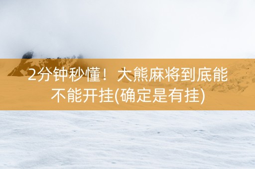 2分钟秒懂！大熊麻将到底能不能开挂(确定是有挂)