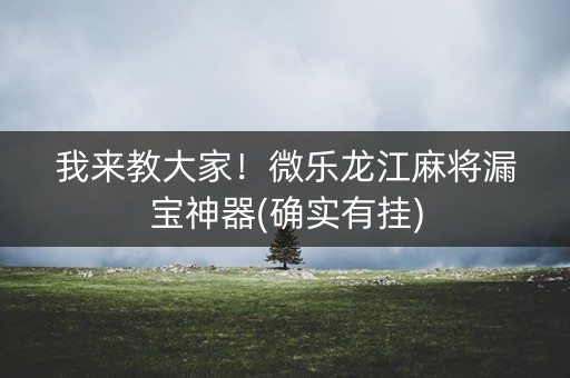 我来教大家！微乐龙江麻将漏宝神器(确实有挂)