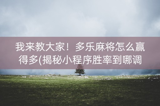 我来教大家！多乐麻将怎么赢得多(揭秘小程序胜率到哪调)