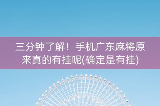 三分钟了解！手机广东麻将原来真的有挂呢(确定是有挂)