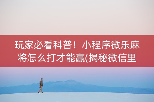 玩家必看科普！小程序微乐麻将怎么打才能赢(揭秘微信里助赢神器)